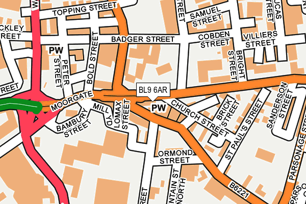 BL9 6AR map - OS OpenMap – Local (Ordnance Survey)