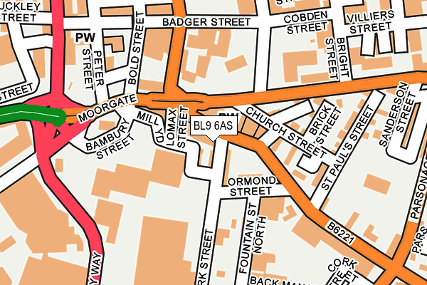 BL9 6AS map - OS OpenMap – Local (Ordnance Survey)