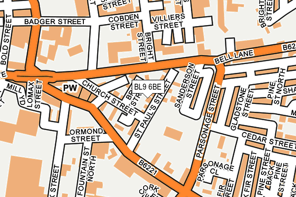 BL9 6BE map - OS OpenMap – Local (Ordnance Survey)