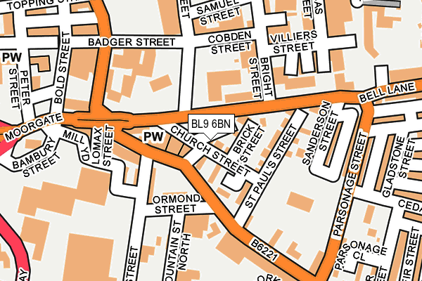 BL9 6BN map - OS OpenMap – Local (Ordnance Survey)