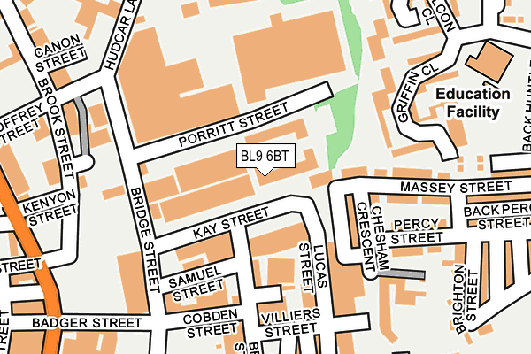 BL9 6BT map - OS OpenMap – Local (Ordnance Survey)