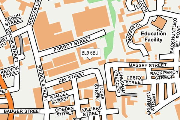 BL9 6BU map - OS OpenMap – Local (Ordnance Survey)