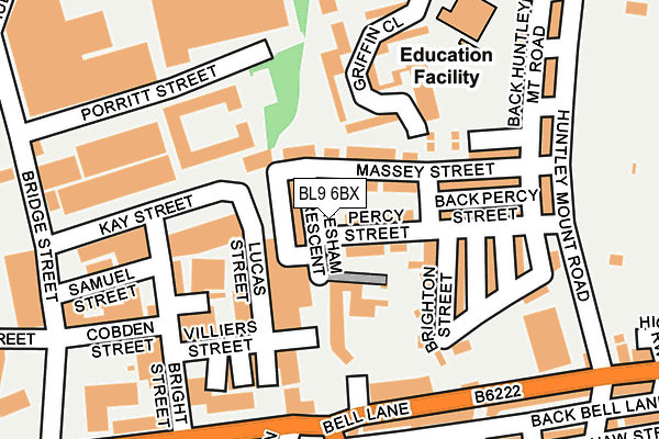 BL9 6BX map - OS OpenMap – Local (Ordnance Survey)