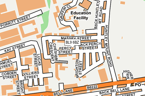 BL9 6BZ map - OS OpenMap – Local (Ordnance Survey)