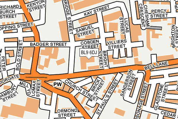 BL9 6DJ map - OS OpenMap – Local (Ordnance Survey)