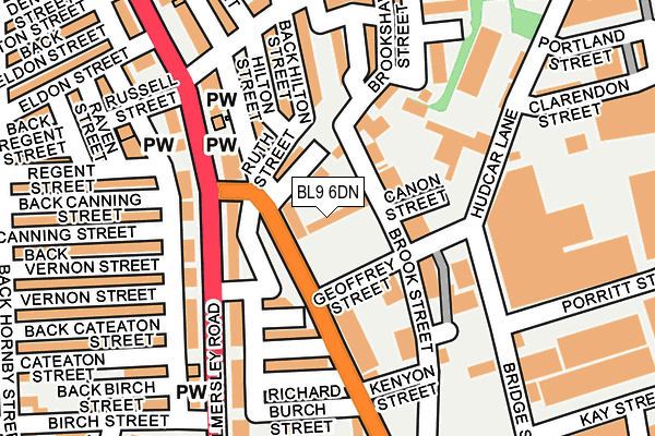 BL9 6DN map - OS OpenMap – Local (Ordnance Survey)