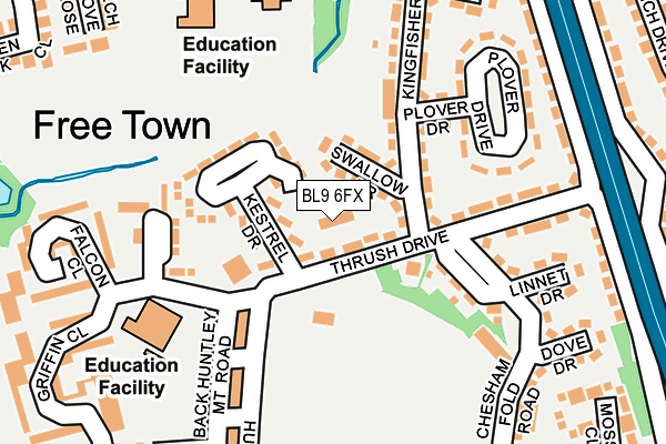 BL9 6FX map - OS OpenMap – Local (Ordnance Survey)