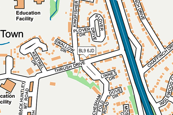 BL9 6JD map - OS OpenMap – Local (Ordnance Survey)