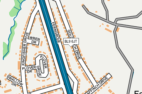 BL9 6JT map - OS OpenMap – Local (Ordnance Survey)