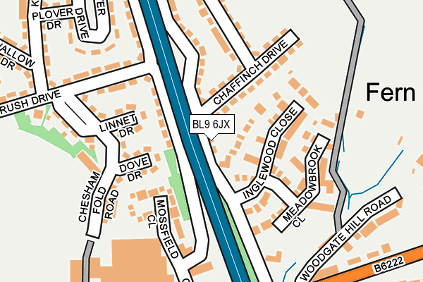 BL9 6JX map - OS OpenMap – Local (Ordnance Survey)