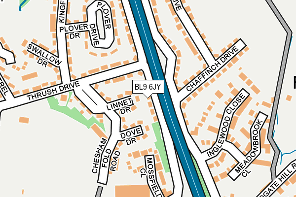 BL9 6JY map - OS OpenMap – Local (Ordnance Survey)