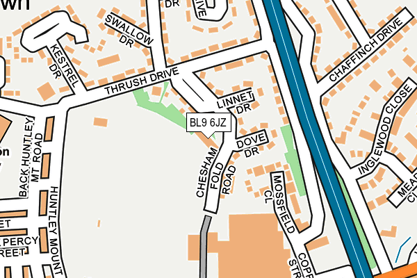 BL9 6JZ map - OS OpenMap – Local (Ordnance Survey)