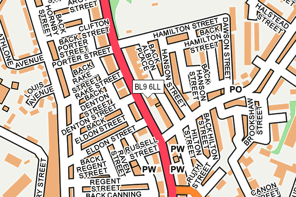 BL9 6LL map - OS OpenMap – Local (Ordnance Survey)