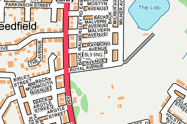 BL9 6NQ map - OS OpenMap – Local (Ordnance Survey)
