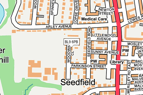 BL9 6PB map - OS OpenMap – Local (Ordnance Survey)