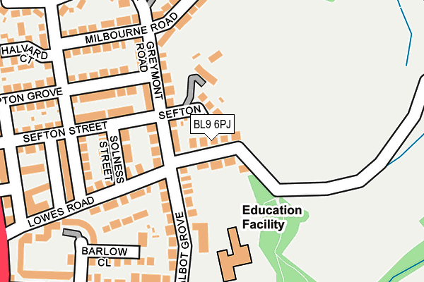 BL9 6PJ map - OS OpenMap – Local (Ordnance Survey)