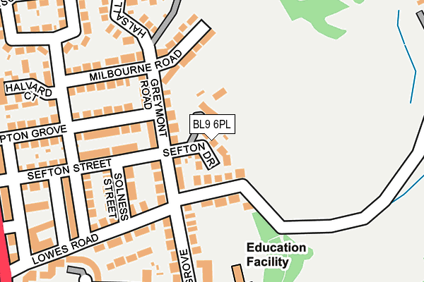 BL9 6PL map - OS OpenMap – Local (Ordnance Survey)