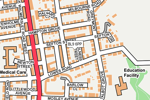 BL9 6PP map - OS OpenMap – Local (Ordnance Survey)