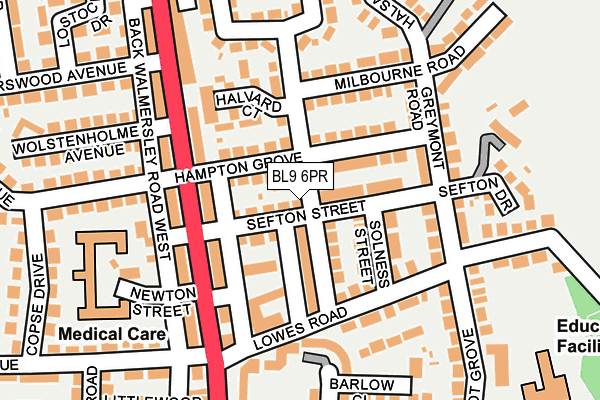 BL9 6PR map - OS OpenMap – Local (Ordnance Survey)