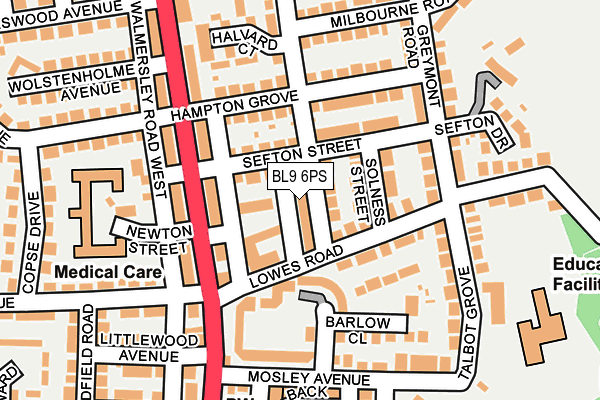 BL9 6PS map - OS OpenMap – Local (Ordnance Survey)