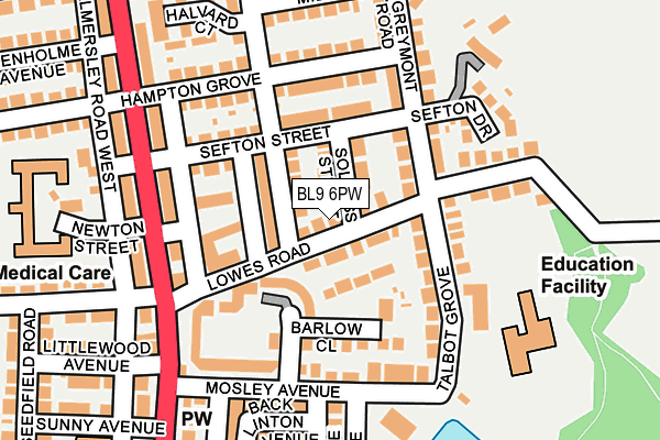 BL9 6PW map - OS OpenMap – Local (Ordnance Survey)