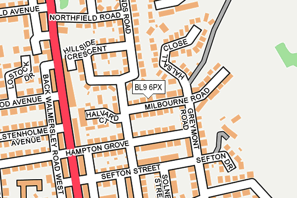 BL9 6PX map - OS OpenMap – Local (Ordnance Survey)