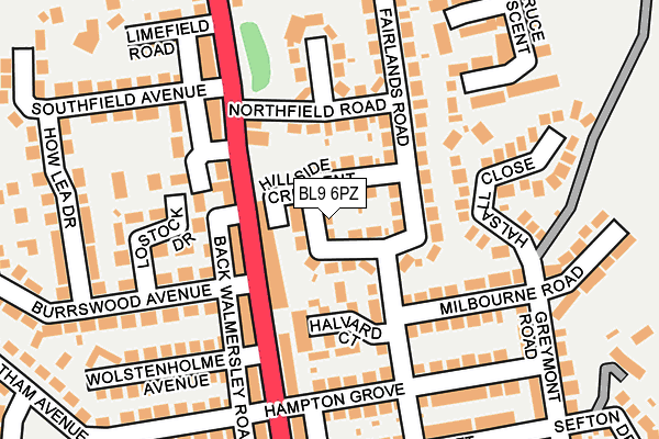 BL9 6PZ map - OS OpenMap – Local (Ordnance Survey)