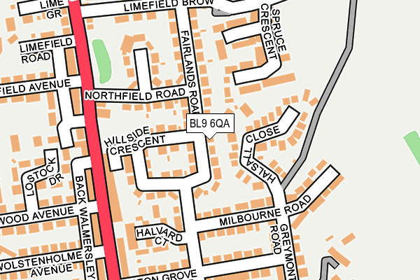 BL9 6QA map - OS OpenMap – Local (Ordnance Survey)