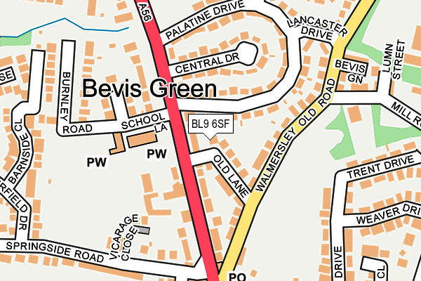 BL9 6SF map - OS OpenMap – Local (Ordnance Survey)