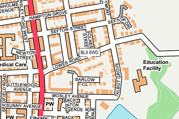 BL9 6WD map - OS OpenMap – Local (Ordnance Survey)