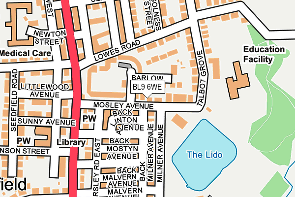 BL9 6WE map - OS OpenMap – Local (Ordnance Survey)