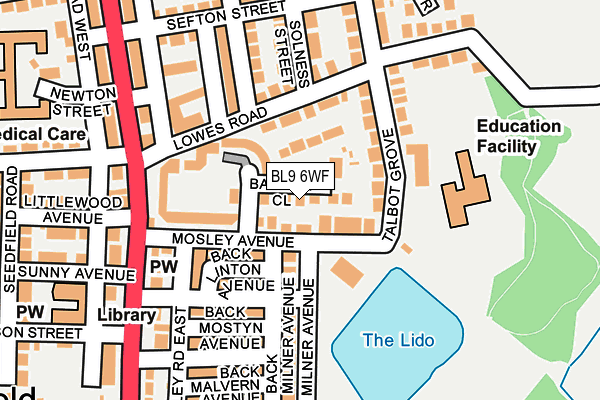 BL9 6WF map - OS OpenMap – Local (Ordnance Survey)