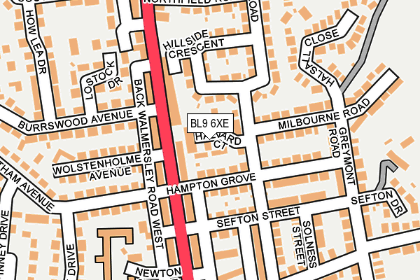 BL9 6XE map - OS OpenMap – Local (Ordnance Survey)