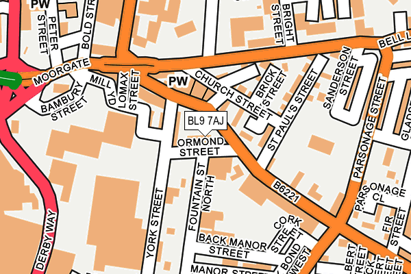 BL9 7AJ map - OS OpenMap – Local (Ordnance Survey)