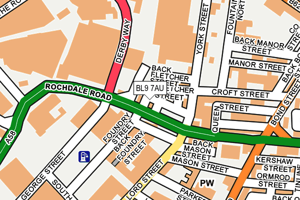BL9 7AU map - OS OpenMap – Local (Ordnance Survey)