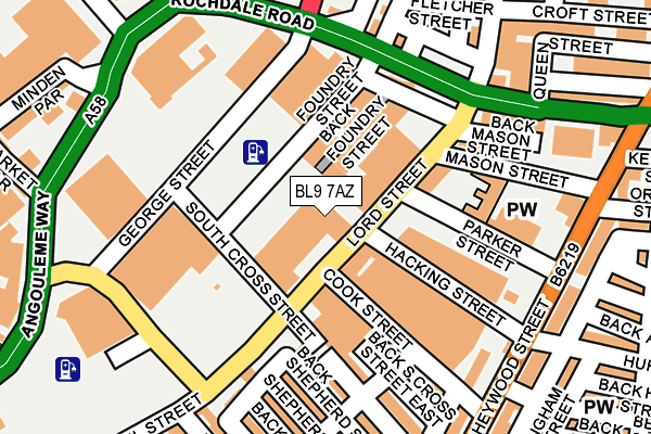BL9 7AZ map - OS OpenMap – Local (Ordnance Survey)