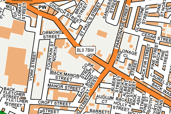 BL9 7BW map - OS OpenMap – Local (Ordnance Survey)