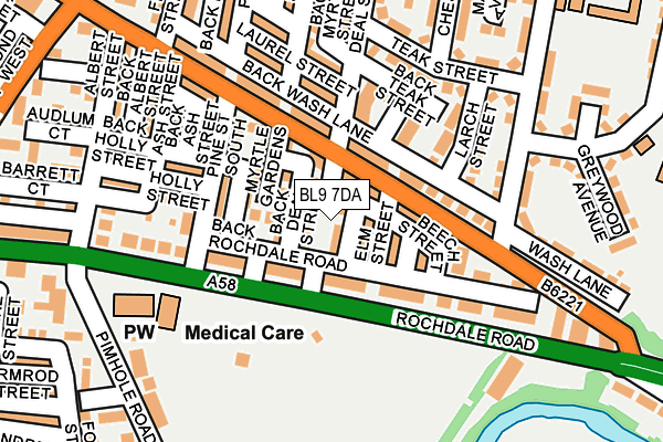 BL9 7DA map - OS OpenMap – Local (Ordnance Survey)