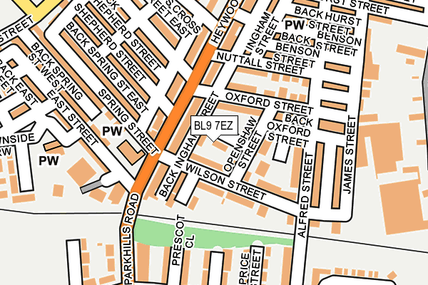 BL9 7EZ map - OS OpenMap – Local (Ordnance Survey)