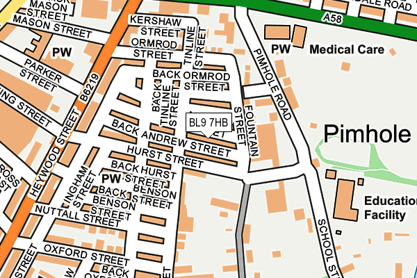 BL9 7HB map - OS OpenMap – Local (Ordnance Survey)