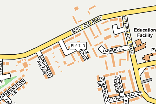 BL9 7JD map - OS OpenMap – Local (Ordnance Survey)