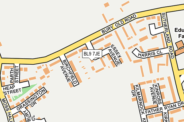 BL9 7JE map - OS OpenMap – Local (Ordnance Survey)