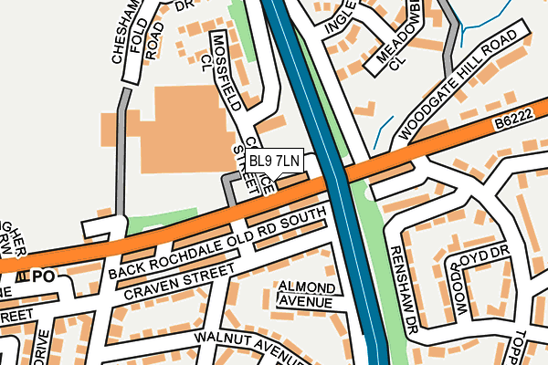 BL9 7LN map - OS OpenMap – Local (Ordnance Survey)