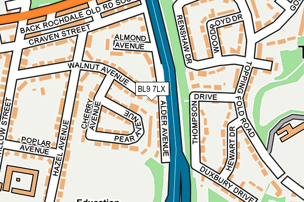 BL9 7LX map - OS OpenMap – Local (Ordnance Survey)