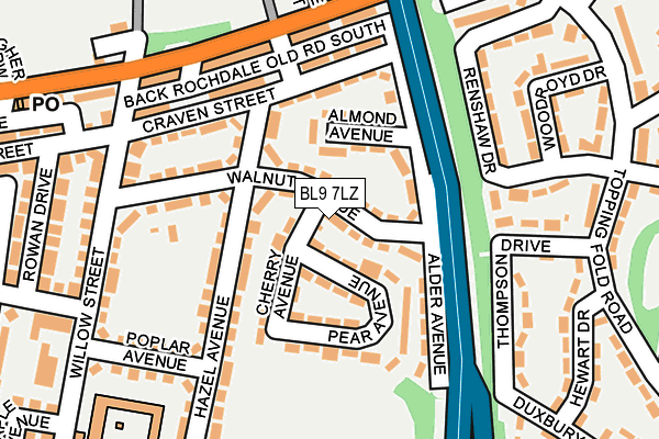 BL9 7LZ map - OS OpenMap – Local (Ordnance Survey)