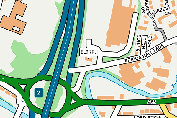 BL9 7PJ map - OS OpenMap – Local (Ordnance Survey)