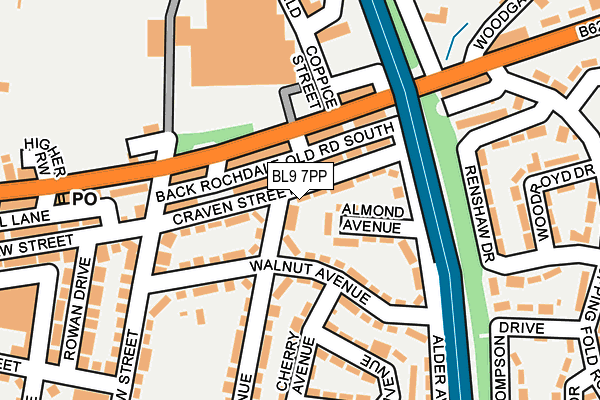 BL9 7PP map - OS OpenMap – Local (Ordnance Survey)