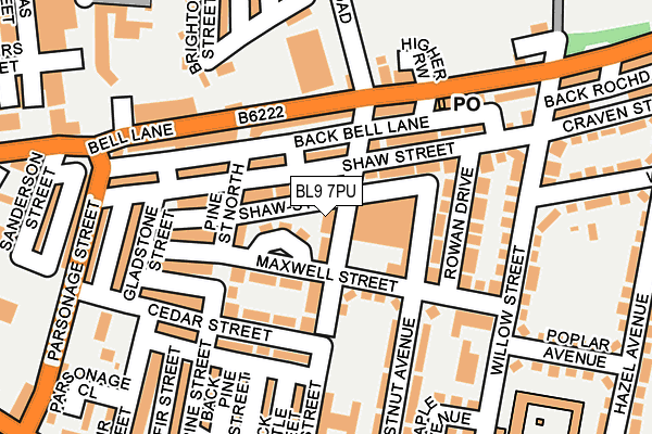 BL9 7PU map - OS OpenMap – Local (Ordnance Survey)