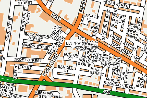 BL9 7PW map - OS OpenMap – Local (Ordnance Survey)