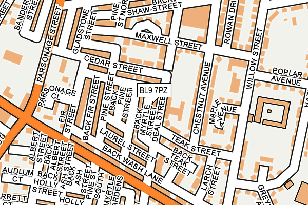 BL9 7PZ map - OS OpenMap – Local (Ordnance Survey)